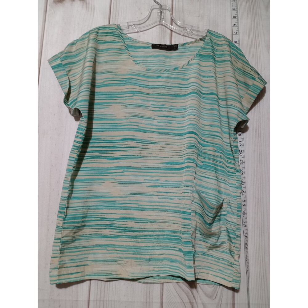 The Limited Shirt Womens Small Striped Short Sleeve Pocket Top Blouse